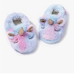 Plush Unicorn Kids Slippers in Pastel Rainbow